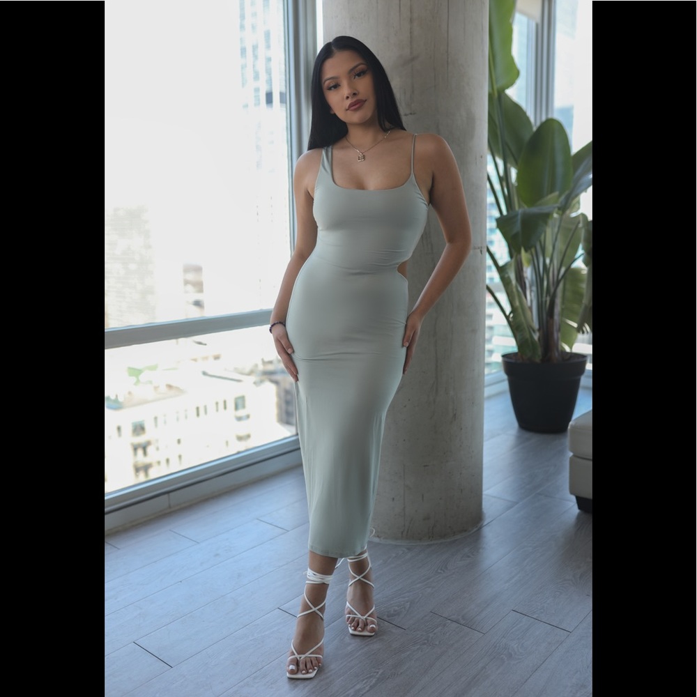 Side Cutout Midi Dress Sage